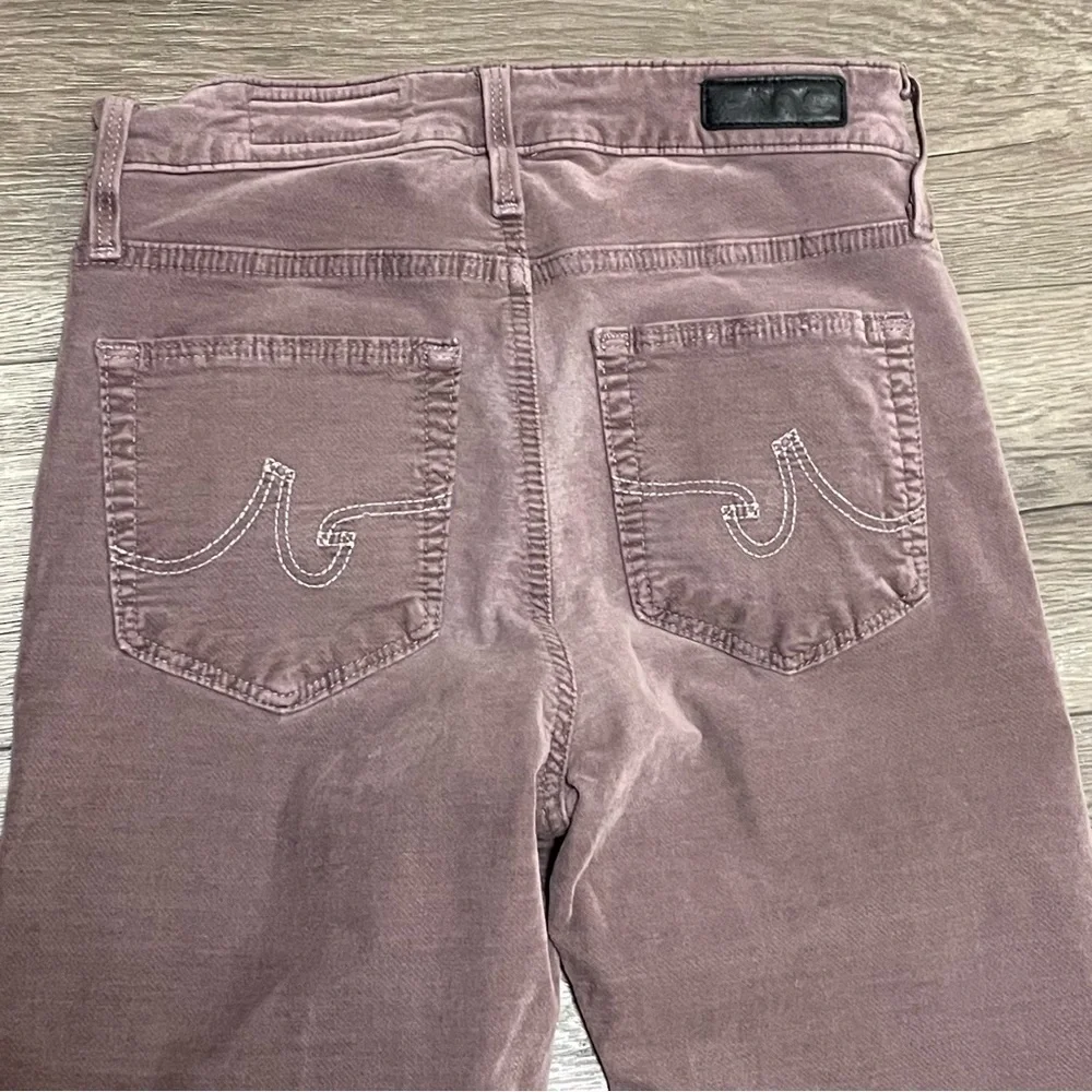 Anthropologie AG High Rise Stevie Ankle Gray Taupe Velvet Slim Straight Sz 25R.